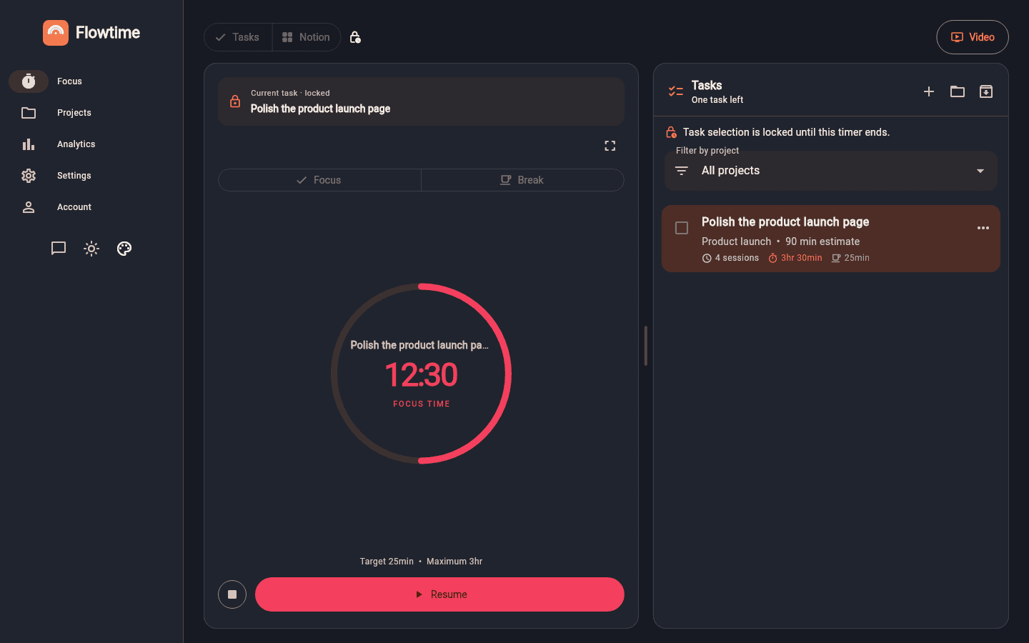 Halfway to the focus target on desktop