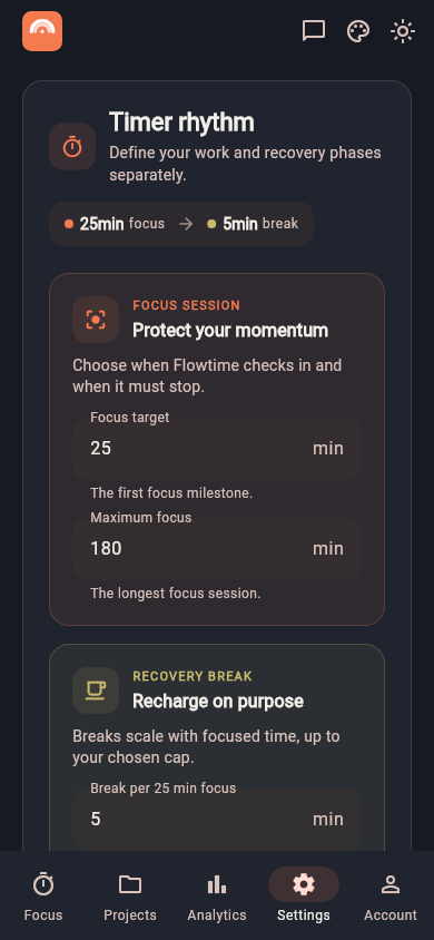 Flutter timer settings on mobile